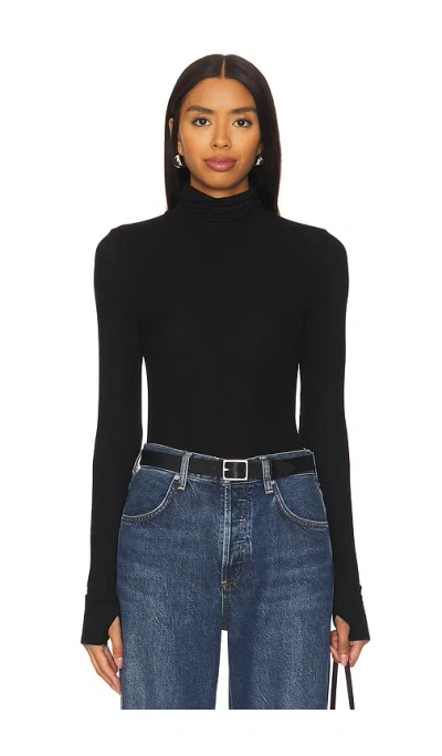 Michael Lauren Arlen Long Sleeve Fitted Turtle Neck Top In Black