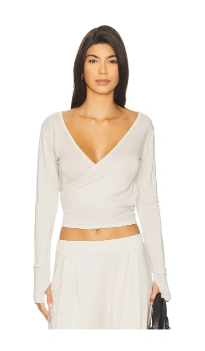 Michael Lauren Aziel Long Sleeve Cross Front Tee In White