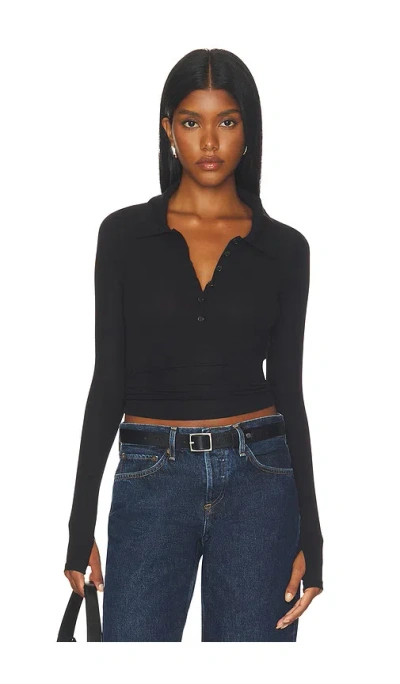 Michael Lauren Bartlet Long Sleeve Polo Henley In Black