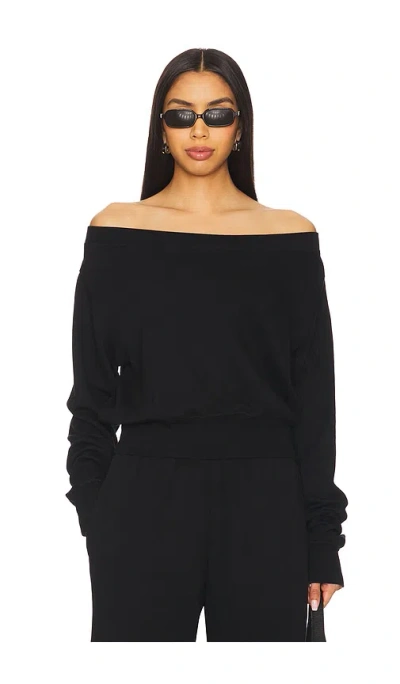 Michael Lauren Bix Off The Shoulder Sweatshirt In Black