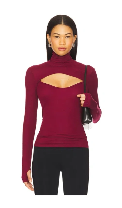 Michael Lauren Cade Long Sleeve Turtleneck Top In Purple