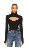 Michael Lauren Cade Long Sleeve Turtleneck Top In Black