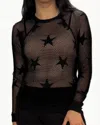 Michael Lauren Dahl Mesh Raglan Pullover Top In Black In Black