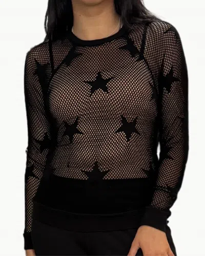 Michael Lauren Dahl Mesh Raglan Pullover Top In Black