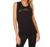 MICHAEL LAUREN DOM MUSCLE TANK TOP WITH KINDNESS CUTOUT IN BLACK