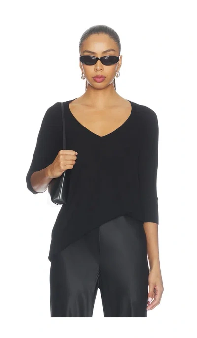 Michael Lauren Dylan 3/4 Sleeve Draped V-neck In Black