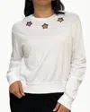 Michael Lauren Exon Crewneck Top In White/black In Multi
