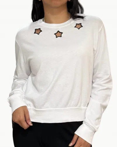 Michael Lauren Exon Crewneck Top In White/black In Multi