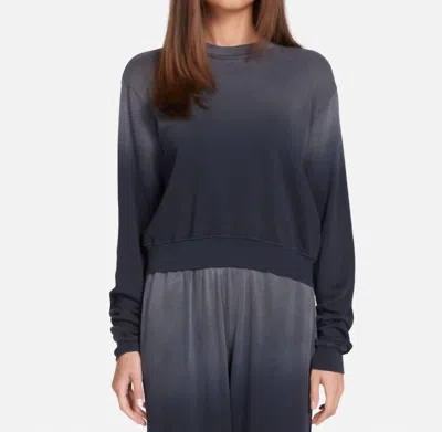 Michael Lauren Exon Cropped Crewneck Pullover Top In Jet Black Ombre In Blue