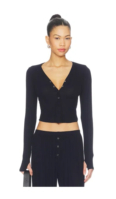 Michael Lauren Fremont Deep V Snap Henley In Blue