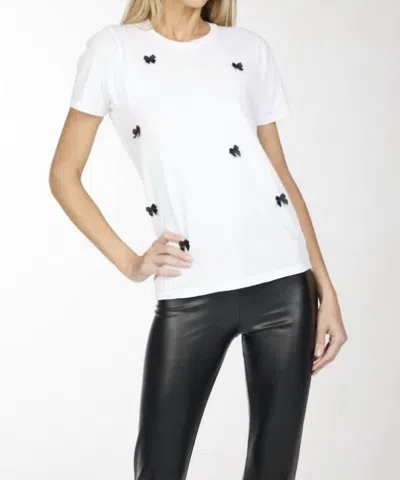 Michael Lauren Hall - S/s Crew Neck Tee W/ Bow Trims In White