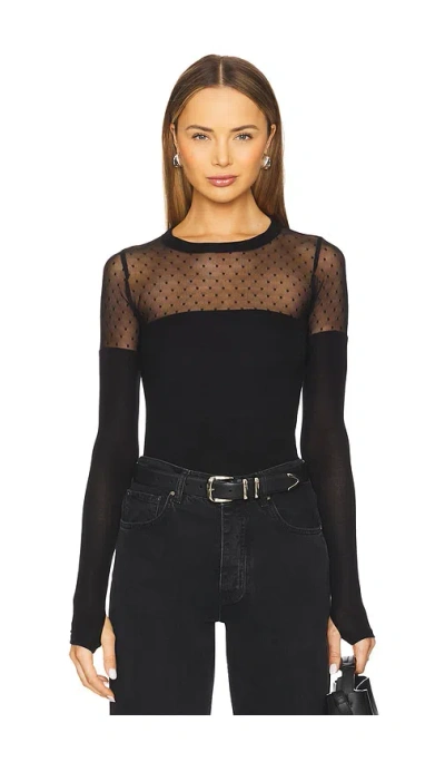 Michael Lauren Herbert 1/2 Lace Top In 黑色