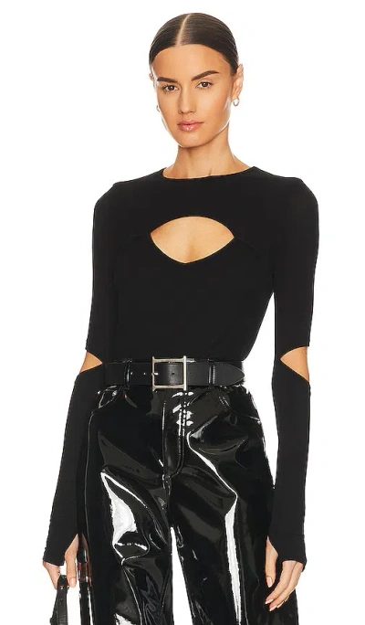 Michael Lauren Houston Long Sleeve Fitted Top In Black