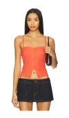 Michael Lauren Iva Snap Top In Orange