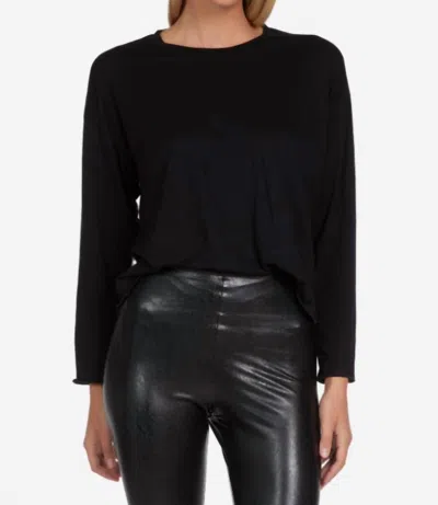 Michael Lauren Jamaal Long Sleeve Boxy Tee Top In Black
