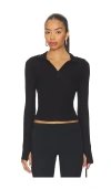 Michael Lauren Jove Long Sleeve Half Zip Top In Black