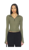 Michael Lauren Jove Long Sleeve Half Zip Top In Green