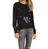 MICHAEL LAUREN KEEGAN CROP TEE IN BLACK/CONFETTI SPLATTER