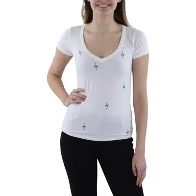 Michael Lauren Kendrick Womens Electric Bolt V-neck T-shirt In White