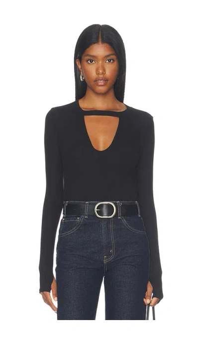 Michael Lauren Keplin Fitted Longsleeve With Cutout Double Line In Black