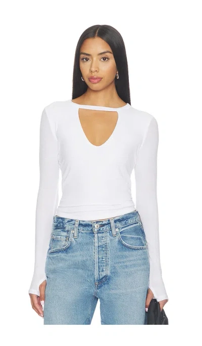 Michael Lauren Keplin Fitted Longsleeve With Cutout Double Line In White