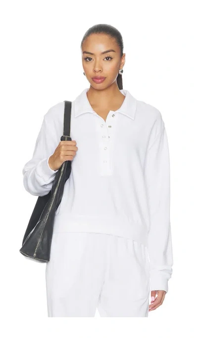 Michael Lauren Drop-shoulder Crop-polo Kyson In White