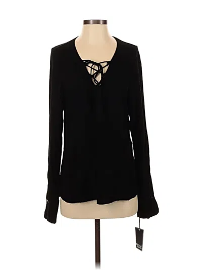 Pre-owned Michael Lauren Long Sleeve Blouse In Black