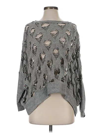 Pre-owned Michael Lauren Long Sleeve Blouse In Gray