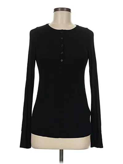 Pre-owned Michael Lauren Long Sleeve Henley Shirt In Black