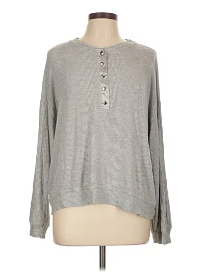 Pre-owned Michael Lauren Long Sleeve Henley Shirt In Gray