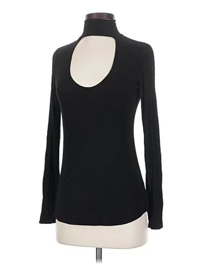 Pre-owned Michael Lauren Long Sleeve Top Black Keyhole Neckline Tops