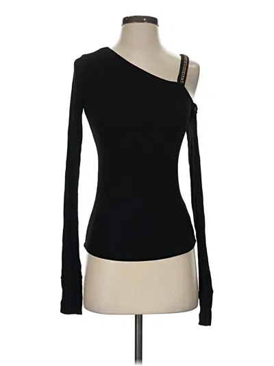 Pre-owned Michael Lauren Long Sleeve Top Black One Shoulder Neckline Tops