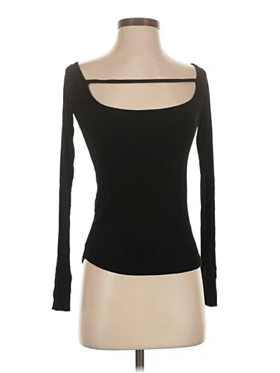 Pre-owned Michael Lauren Long Sleeve Top Black Scoop Neck Tops