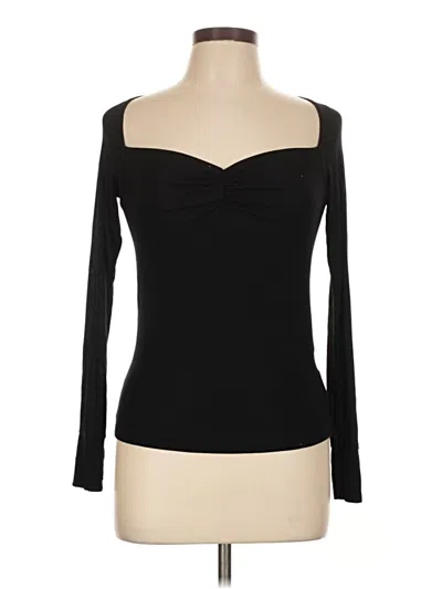 Pre-owned Michael Lauren Long Sleeve Top Black Sweetheart Neckline Tops