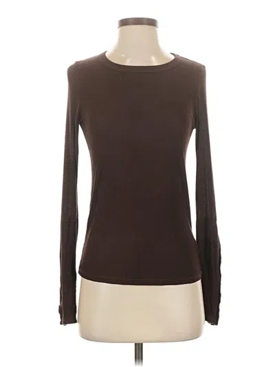 Pre-owned Michael Lauren Long Sleeve Top Brown Crew Neck Tops