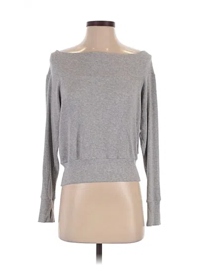 Pre-owned Michael Lauren Long Sleeve Top Gray Boatneck Tops