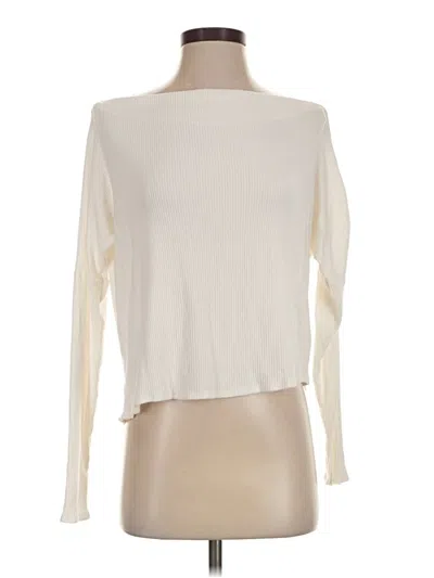 Pre-owned Michael Lauren Long Sleeve Top Ivory One Shoulder Neckline Tops