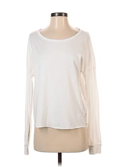 Pre-owned Michael Lauren Long Sleeve Top Ivory Scoop Neck Tops In White