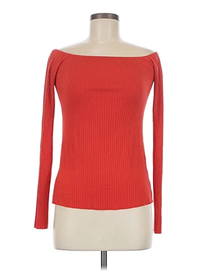 Pre-owned Michael Lauren Long Sleeve Top Red Boatneck Tops