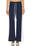 Michael Lauren Lux Wide Leg Pant In Astral Navy/white In Blue