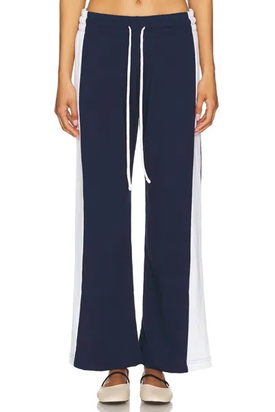 Michael Lauren Lux Wide Leg Pant In Astral Navy/white In Blue