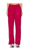 Michael Lauren Mabel Wide Leg Pant With Side Pocket In Maroon Haze