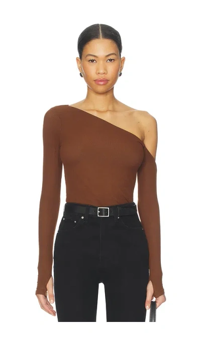 Michael Lauren Magdaleno Asymmetrical Cold Shoulder Top In Brown