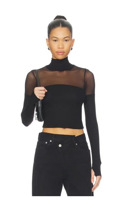 Michael Lauren Marvel Longsleeve Turtleneck Top In Black