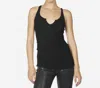 Michael Lauren Murphy Front Open Slit Tank In Black In Black