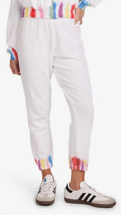 Michael Lauren Nate Crop Sweatpants In White Multi Tie Dye