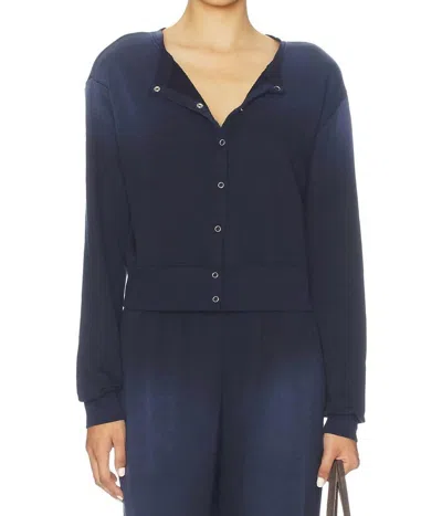 Michael Lauren Novak Snap Front Sweatshirt In Bleached Navy In Blue