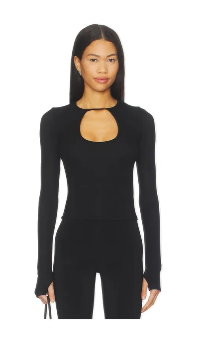 Michael Lauren Orson Crop Longsleeve Top In Black