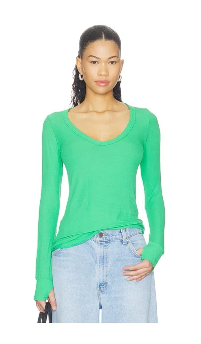 Michael Lauren Otis Long Sleeve Fitted V-neck In Green