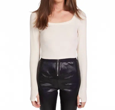 Michael Lauren Pryderi Cropped Long Sleeve Top In Ivory In Neutral